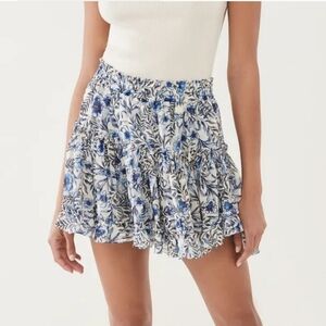 Misa Los Angeles Marion Skirt Ruffle Tired  Floral Print Chiffron Elastic Waist